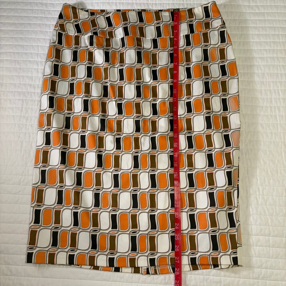 Ashley Stewart Orange Black White Geometric Print Slim Skirt Womens 14W NWT - Picture 5 of 8